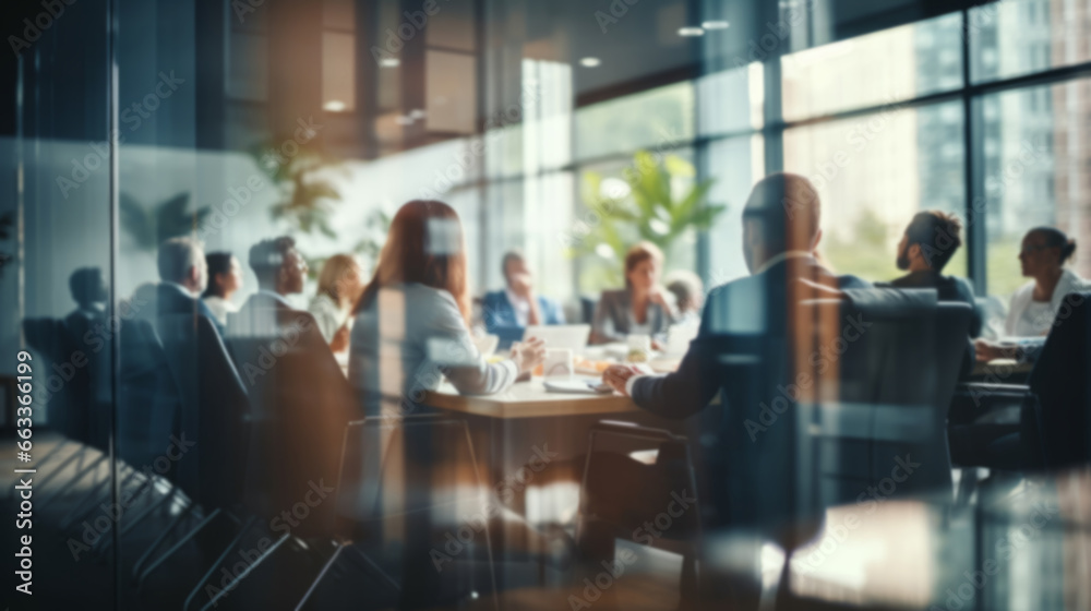 Wall mural Group of business people having a meeting or brainstorming in a boardroom