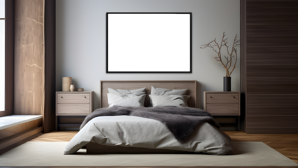 mock up picture frame in the bedroom