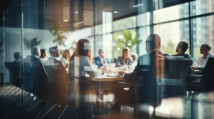 Fotobehang Group of business people having a meeting or brainstorming in a boardroom © Peopleimages - AI