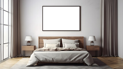 Fototapeta na wymiar mock up picture frame in the bedroom