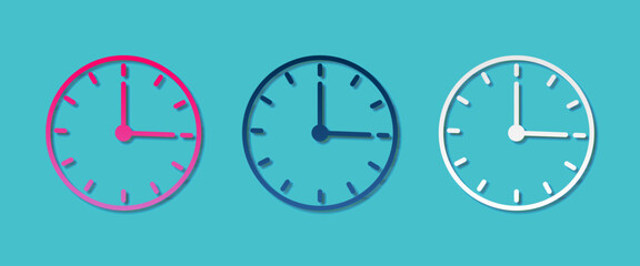 hour. clock concept icon design on blue background