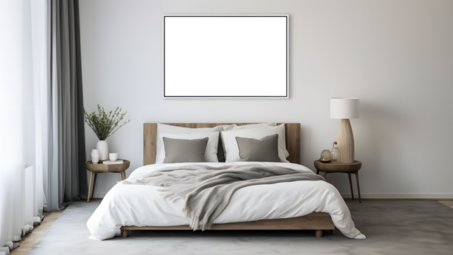 mock up picture frame in the bedroom