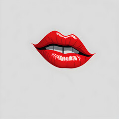 drawing of red lips on a solid background