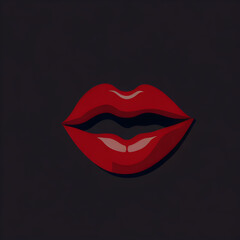 drawing of red lips on a solid background