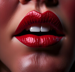 Obraz premium lip of a woman painted red