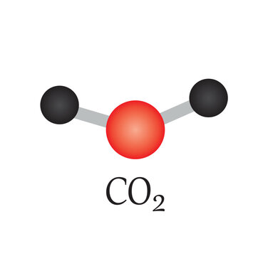Carbon dioxide chemical model 3d. Vector illustration.