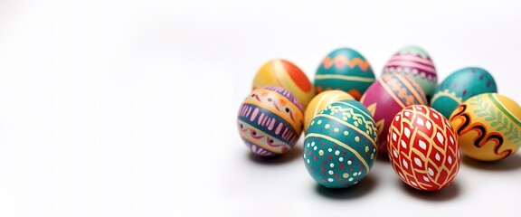 Fototapeta na wymiar Colorful eggs on white background. generative AI
