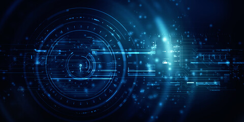 2d illustration Abstract futuristic electronic circuit technology background