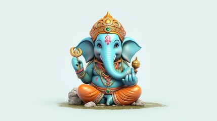 Happy Ganesh Chaturthi isolated on white background, Generative ai.