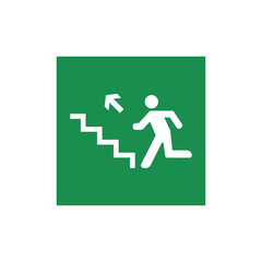 Emergency Exit Upstairs Run sign