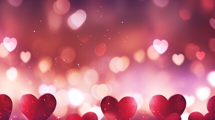 Valentine's day abstract background with red heart bokeh