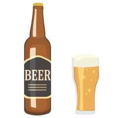 ビール瓶とビールジョッキのイラスト © soltren