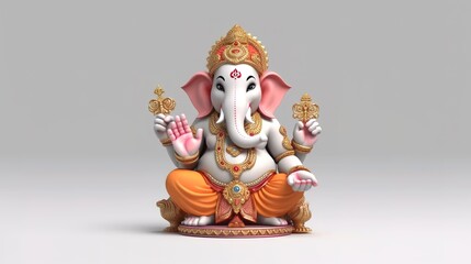 Happy Ganesh Chaturthi isolated on white background, Generative ai.