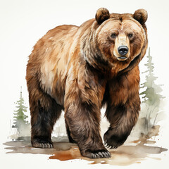 Fototapeta premium watercolor Bear clipart, Generative Ai
