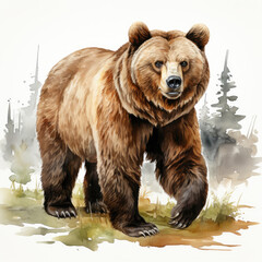 Fototapeta premium watercolor Bear clipart, Generative Ai