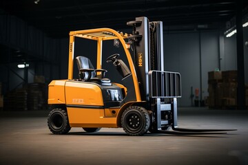 Fototapeta na wymiar strong electric forklift, viewed from the side. Generative AI