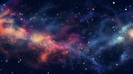 Fototapeta na wymiar Asteroid field and stardust in cosmic space sci-fi wallpaper background