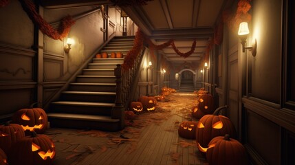 Haunted house with pumpkin 