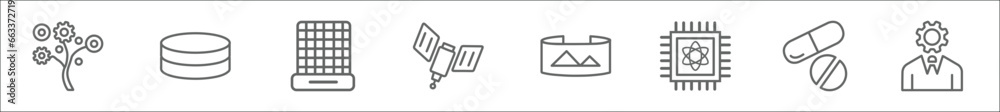 Poster outline set of artificial intellegence line icons. linear vector icons such as technology tree, data