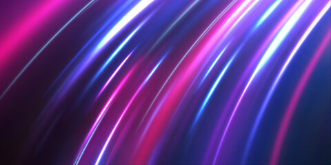 Neon motion glowing wavy lines. Abstract technology light lines background 3d. Glitter blue wave light effect. Magic golden luminous glow design. Vector illustration.	