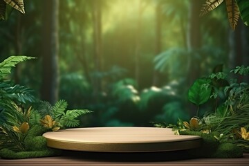 Natural wooden podium for product presentation