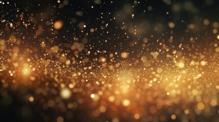 Abstract particle gold glitter wave and light bokeh background. - obrazy, fototapety, plakaty