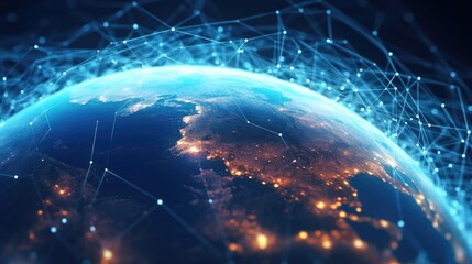 Obraz premium Global network connection Internet, social media, travel, global networking pattern for communication or logistical concepts.