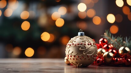 Christmas background, Decorated christmas on blurred bokeh light abstract background.