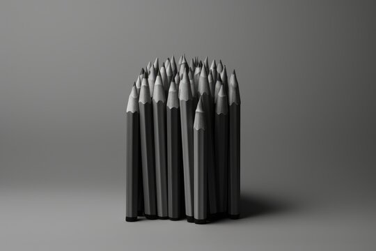 black and white pencils with different height arrange verticaly standing