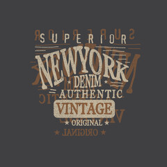 Obraz premium Vintage superior New York denim Typography tee print design