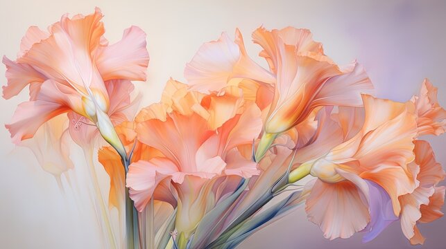  a painting of a bunch of pink flowers in a vase.  generative ai