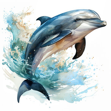 recommend clip art: watercolor Dolphin Teaclipart, Generative Ai