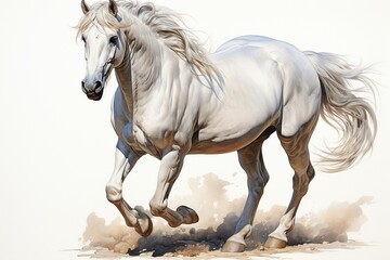 Obraz na płótnie Canvas white horse runs gallop in the snow