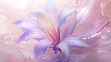  a purple flower with a pink center surrounded by white petals.  generative ai