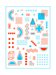 Set of abstract element, memphis design