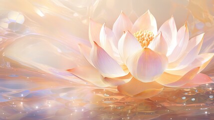 a large white flower floating on top of a body of water.  generative ai