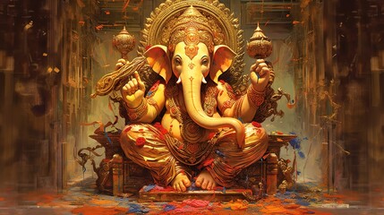 Fototapeta premium Happy Ganesh Chaturthi, Generative ai.