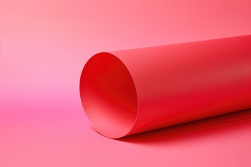 red paper rolling  on a pink background