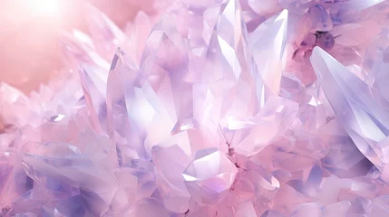 Foto op Plexiglas  a close up of a bunch of pink crystal crystals on a pink background.  generative ai © Nadia