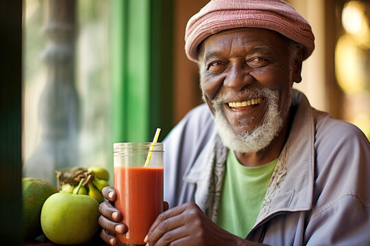 Gentleman Drinks Fresh Vegetable Juice
