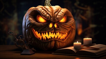 Macro shot of a Halloween pumpkin 
