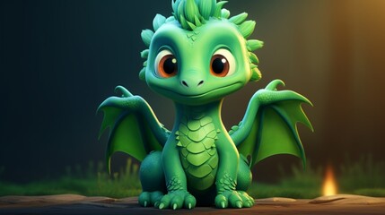 green dragon cartoon generated by AI