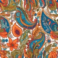 Seamless pattern design of Paisley and leaf