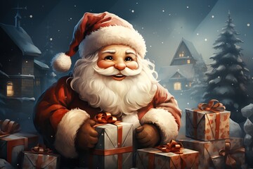 santa claus and christmas tree