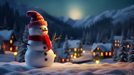 snowman happy christmas nighttime