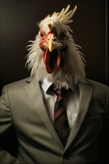 Portrait of a Successful Business Chicken Roaster Businessman with Suit and Tie building Wealth Money Fortune