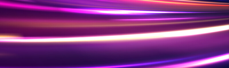 Blurred car light motion effect, city road background with long exposure night lights with dynamic flashlight red and blue colors on black. light trails illustration.	