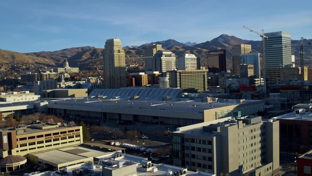 Epic Drone Shot Flying Over SLC In The Morning