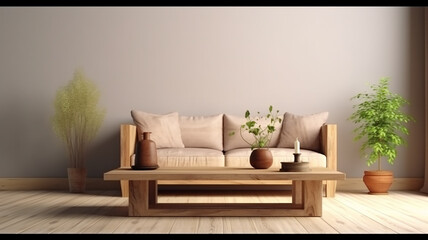 minimalistic interior sofa in a bright room.