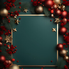 Christmas ans New Year seasonal social media background design in square with blank space for text. Template for holiday commercial promotion post.